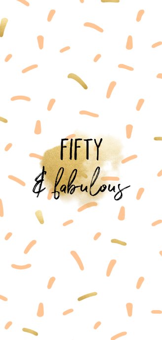 Uitnodiging fifty & fabulous met polaroid foto en confetti 2