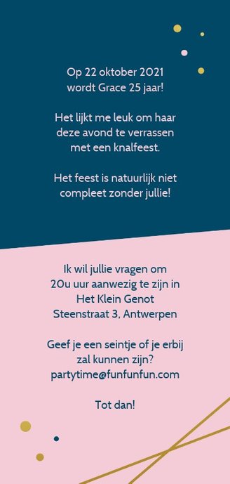 Uitnodiging geometrisch goud Achterkant