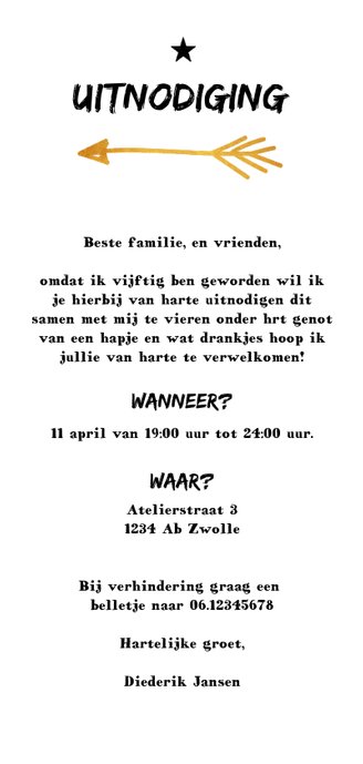 Uitnodiging hip en feestelijk voor een feestje Achterkant