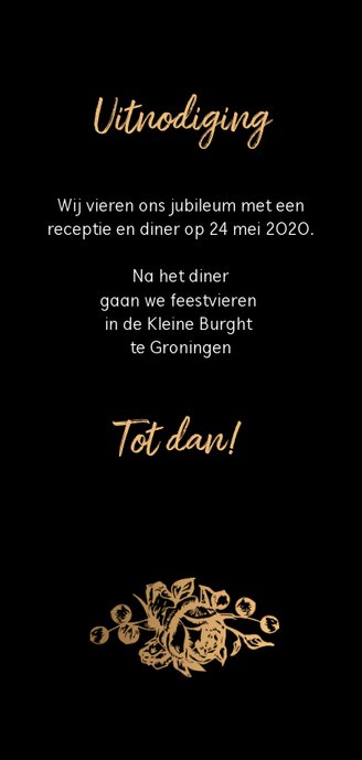 uitnodiging huwelijksjubileum 40 jaar Achterkant