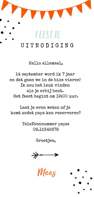 Uitnodiging kinderfeestje unisex zebra feestelijk Achterkant