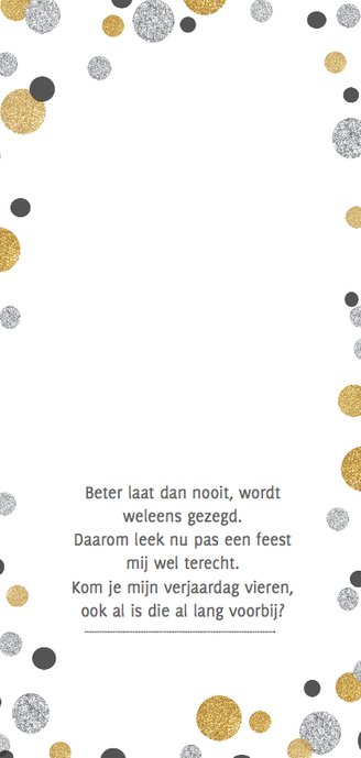 Uitnodiging langwerpig cirkel zwart Achterkant