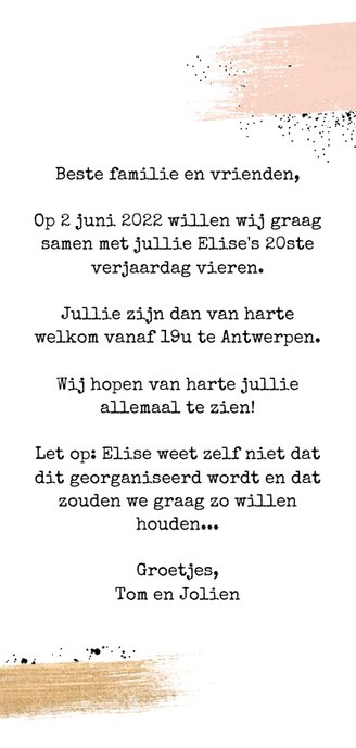 Uitnodiging party verfstrepen Achterkant