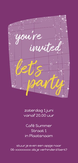 Uitnodiging sweet 16 party Achterkant