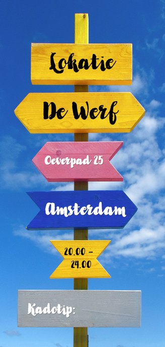Uitnodiging trendy gekleurde wegwijzer 2