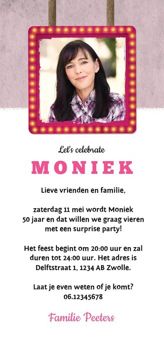 Uitnodiging verjaardag vrouw vintage retro Achterkant