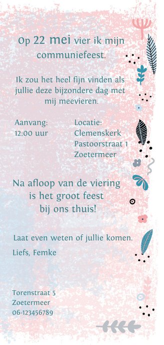 Uitnodiging voor communiefeest 3