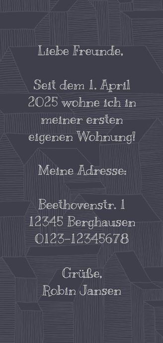 Umzugskarte grafische Häuser Rückseite