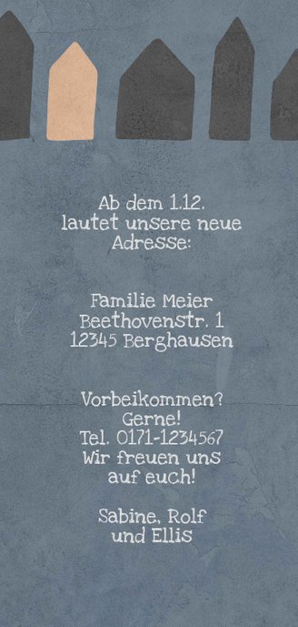 Umzugskarte Häuser mit Labyrinth Rückseite