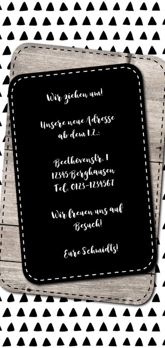 Umzugskarte Neue Adresse grafisch Rückseite