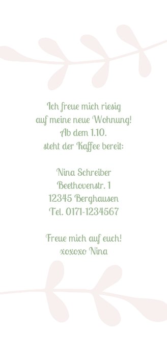 Umzugskarte Pflanzen in Pastell Rückseite