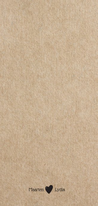 Unieke staande kraft look trouwkaart grafisch Achterkant