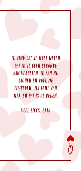 Valentijnskaart You are the queen of my heart met hartjes 3