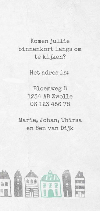 Verhuiskaart langwerpig met geïllustreerde huisjes 3