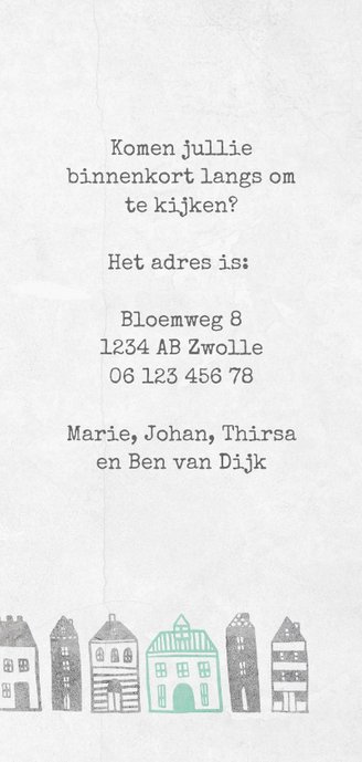 Verhuiskaart langwerpig met geïllustreerde huisjes 3