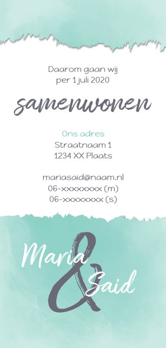 Verhuiskaart samenwonen is leuker Achterkant
