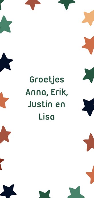 Vrolijke nieuwjaarskaart met gekleurde sterren 3