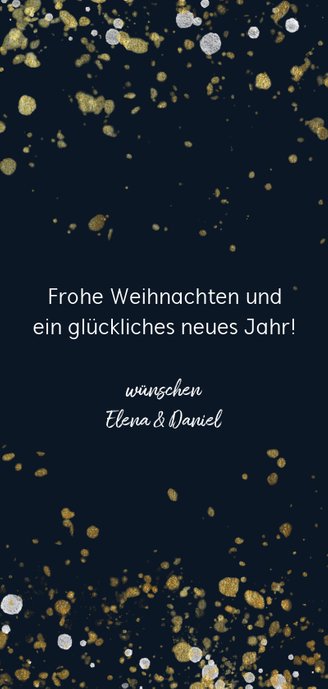 Weihnachtskarte dunkelblau Handlettering & Foto Rückseite