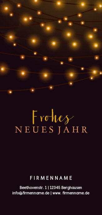 Weihnachtskarte geschäftlich mit Lichterketten Rückseite