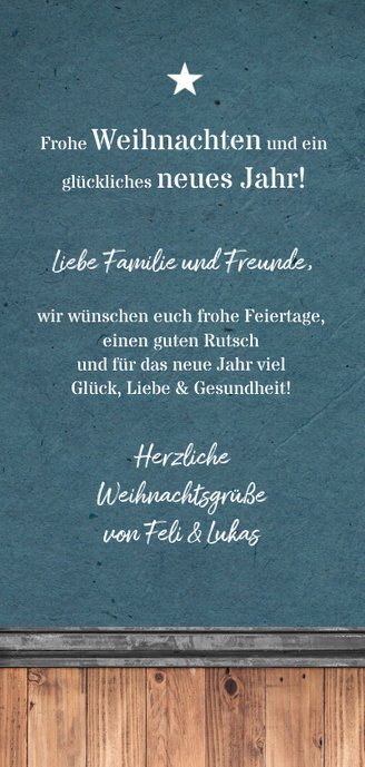 Weihnachtskarte Holzstern hip Rückseite