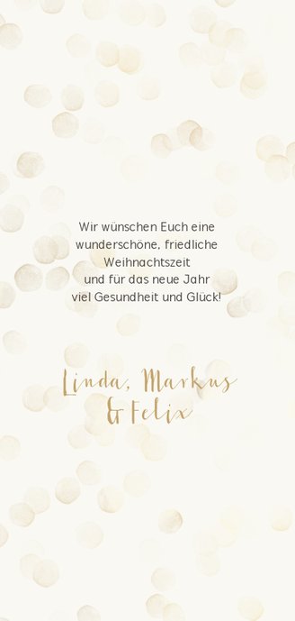 Weihnachtskarte mit Foto und transparenten Konfetti Rückseite