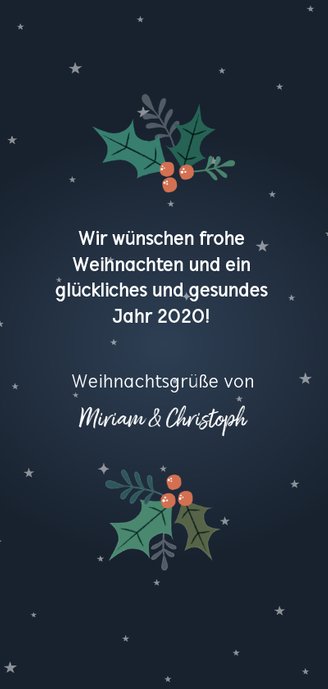 Weihnachtskarte mit lustigem Rentier und Foto Rückseite