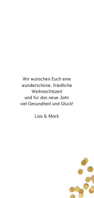 Weihnachtskarte weiß mit Foto und Konfetti 3