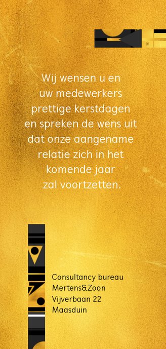 Zakelijke kerstkaart abstract goud Achterkant
