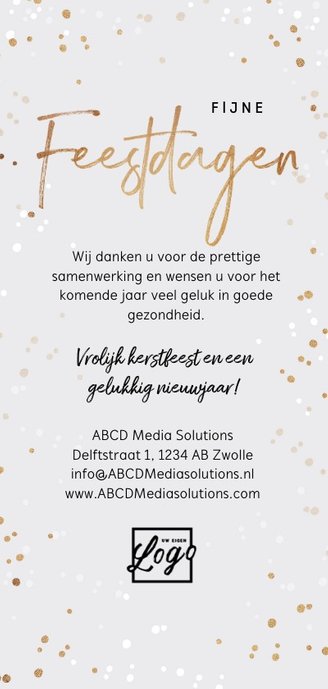 Zakelijke kerstkaart confetti feestdagen foto's Achterkant
