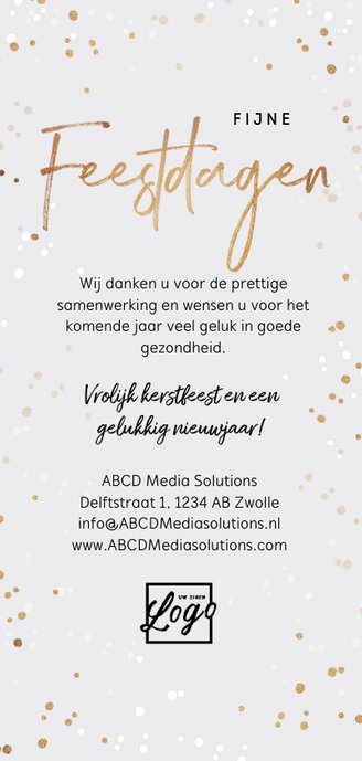 Zakelijke kerstkaart confetti feestdagen foto's Achterkant