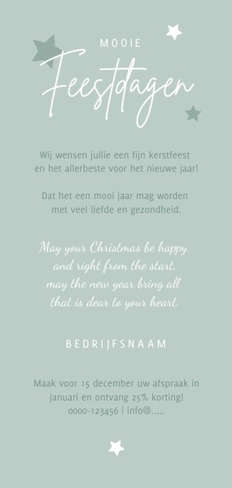 Zakelijke kerstkaart fijne feestdagen sterren fotocollage Achterkant