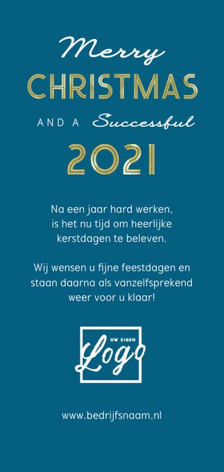 Zakelijke kerstkaart goud confetti foto internationaal Achterkant
