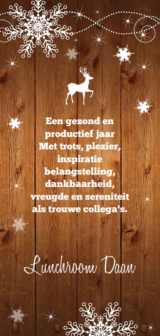 Zakelijke kerstkaart langwerpig hout foto Achterkant