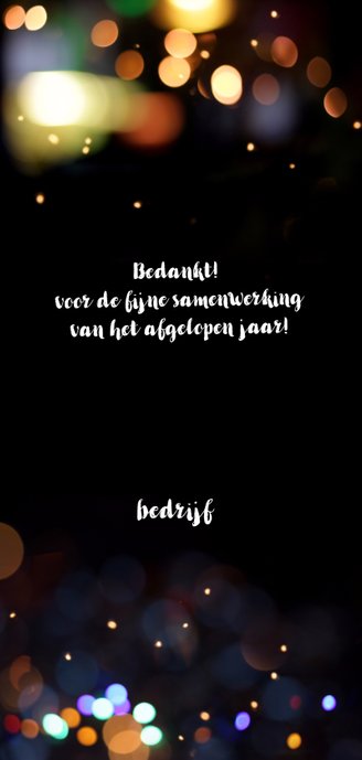 Zakelijke kerstkaart met lichtjes Achterkant