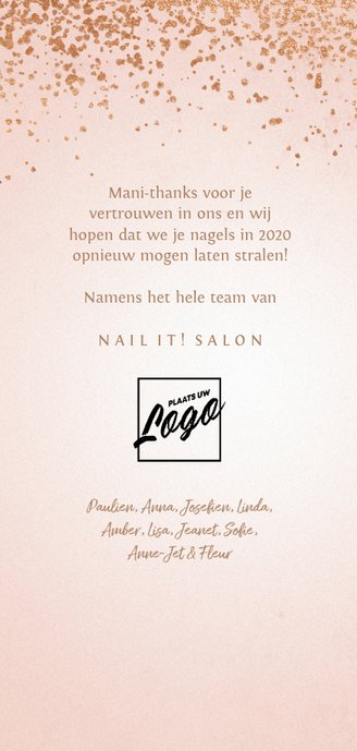 Zakelijke kerstkaart nagellak happy holidays met fotos Achterkant