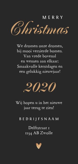 Zakelijke kerstkaart rose goud fotocollage patroon Achterkant