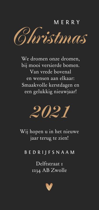 Zakelijke kerstkaart rose goud fotocollage patroon Achterkant