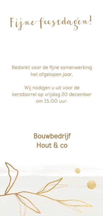 Zakelijke kerstkaart touch of gold Achterkant