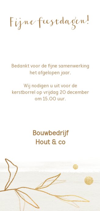 Zakelijke kerstkaart touch of gold Achterkant