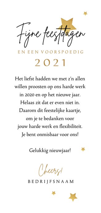 Zakelijke nieuwjaarskaart medewerkers hello 2021 bedankt 3