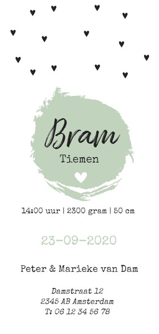 Zwarte hartjes en groene brush Achterkant