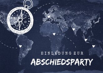 Abschiedsparty Einladung Weltkarte Kaartje2go