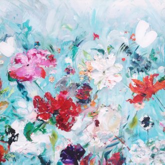 Wonderbaar Bloemen veld vrolijk schilderij | Kaartje2go KW-79