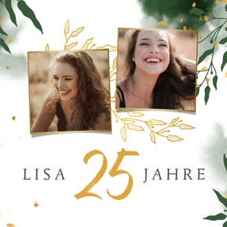 Einladung 25 Geburtstag Foto Und Zweige Kaartje2go