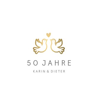 Einladung Zur Goldenen Hochzeit Mit Tauben Gold Kaartje2go