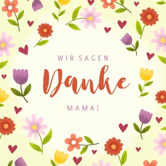 Grusskarte Wir Sagen Danke Mit Blumen Kaartje2go