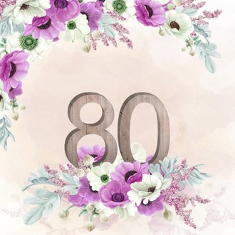 Super Uitnodiging 80 jaar anemonen - Uitnodigingen | Kaartje2go XG-51