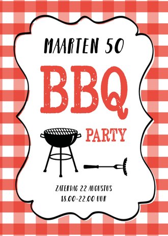 Onwijs Uitnodiging barbecue rode ruitjes en tekstkader | Kaartje2go RX-05