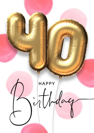 Verjaardagskaart Ballon 40 Jaar Confetti | Kaartje2Go