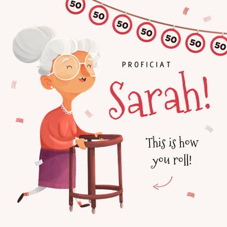 Egoïsme regelmatig Besnoeiing Verjaardagskaart humor Sarah 50 confetti | Kaartje2go